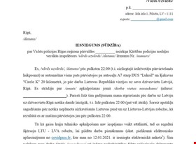Jānis U. - примеры работ: Iesniegums (sūdzība) Valsts policijai par piemēroto sodu par COVID ierobežojumu neievērošanu - фото №1